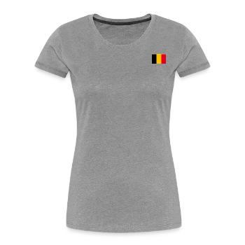 Belgique Drapeau - T-shirt bio Premium Femme - gris chiné - Devant - Mia (176cm)