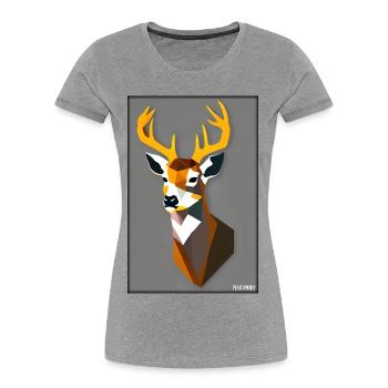 Reh Polygon Wildtier Wildnis Wald Natur Geweih - Frauen Premium Bio T-Shirt - Grau meliert - Vorne - Mia (176cm)