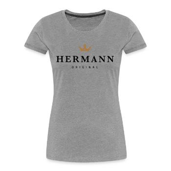 Hermann - Frauen Premium Bio T-Shirt - Grau meliert - Vorne - Mia (176cm)