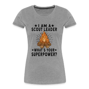 Scout Camping Outdoor Campfire Hiking Backpacking - Women's Premium Organic T-Shirt - heather grey - Front - Mia (176cm)