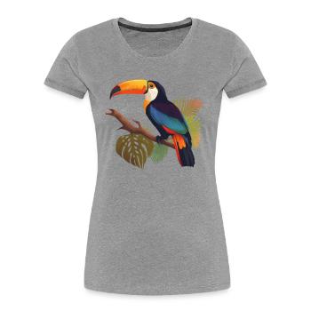 Tukan Costa Rica - Frauen Premium Bio T-Shirt - Grau meliert - Vorne - Mia (176cm)