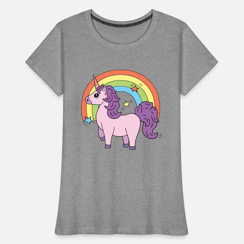 Licorne Elsbeth devant un arc-en-ciel T-shirt bio Premium Femme