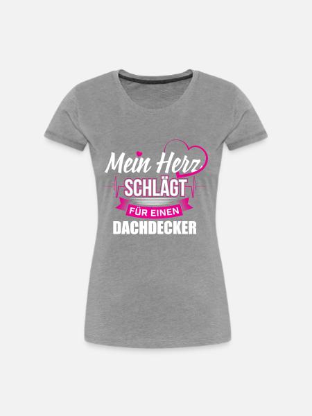 Dachdecker Zimmermann Herz - Frauen Premium Bio T-Shirt - Grau meliert