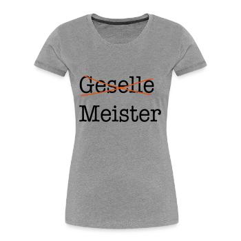 meister - Frauen Premium Bio T-Shirt - Grau meliert - Vorne - Mia (176cm)