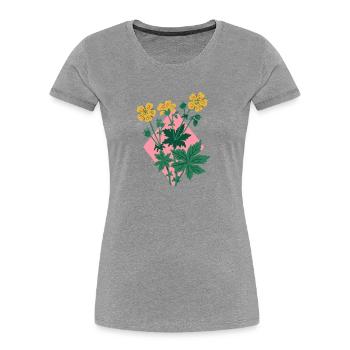 Pflanze mit rosa Raute - Frauen Premium Bio T-Shirt - Grau meliert - Vorne - Mia (176cm)