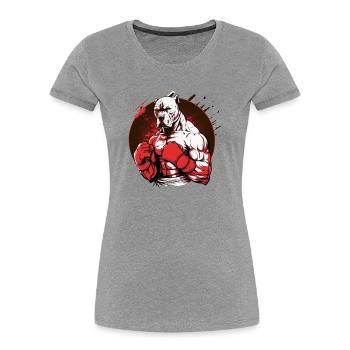 Fighting Pitbull Dog Fighter - Women's Premium Organic T-Shirt - heather grey - Front - Mia (176cm)