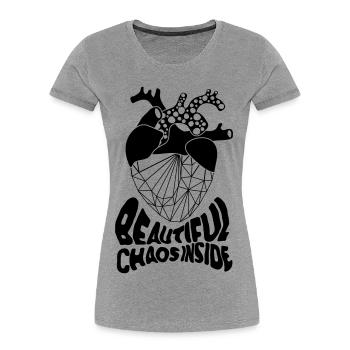 Beautiful Chaos Inside – Funny Quote - Women's Premium Organic T-Shirt - heather grey - Front - Mia (176cm)