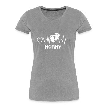 Mommy Herzschlag - Frauen Premium Bio T-Shirt - Grau meliert - Vorne - Mia (176cm)