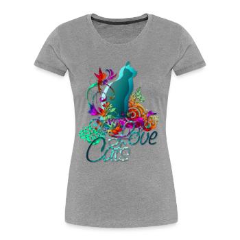 LOVE CATS mit Text - Frauen Premium Bio T-Shirt - Grau meliert - Vorne - Mia (176cm)