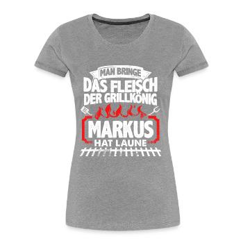 MARKUS - Grill - Frauen Premium Bio T-Shirt - Grau meliert - Vorne - Mia (176cm)