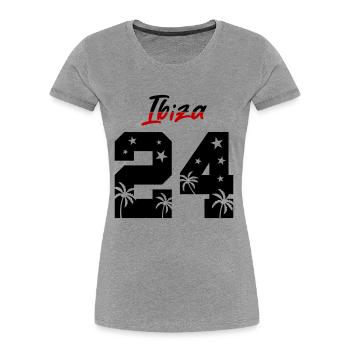 Ibiza 24 - Women's Premium Organic T-Shirt - heather grey - Front - Mia (176cm)