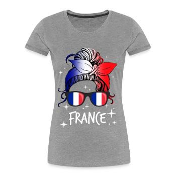 Frankreich - Frauen Premium Bio T-Shirt - Grau meliert - Vorne - Mia (176cm)