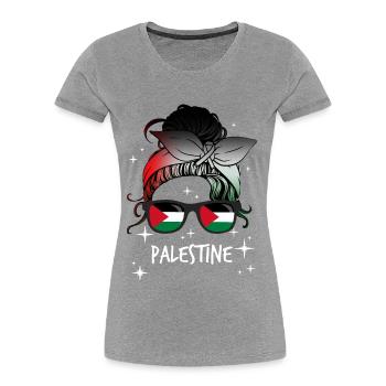 Palästina - Frauen Premium Bio T-Shirt - Grau meliert - Vorne - Mia (176cm)