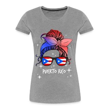 Puerto Rico - Frauen Premium Bio T-Shirt - Grau meliert - Vorne - Mia (176cm)