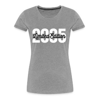 Edition Limitée 2005 - Anniversaire 2005 - T-shirt bio Premium Femme - gris chiné - Devant - Mia (176cm)