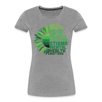Mental Health Awareness Sonnenblume - Frauen Premium Bio T-Shirt - Grau meliert - Vorne - Mia (176cm)