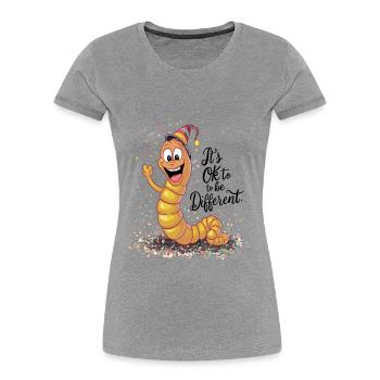 Lustiger Wurm Würmer Lustige Sprüche Lustige Tiere - Frauen Premium Bio T-Shirt - Grau meliert - Vorne - Mia (176cm)