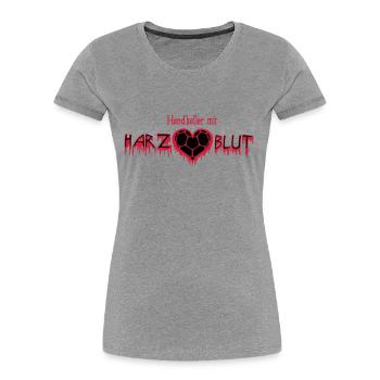 Handball Harzblut - Frauen Premium Bio T-Shirt - Grau meliert - Vorne - Mia (176cm)