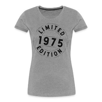 Limited Edition 1975 - Geburtstag 1975 - Frauen Premium Bio T-Shirt - Grau meliert - Vorne - Mia (176cm)