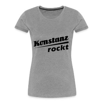 Konstanz rockt - Textdesign mit Stadtnamen - Frauen Premium Bio T-Shirt - Grau meliert - Vorne - Mia (176cm)