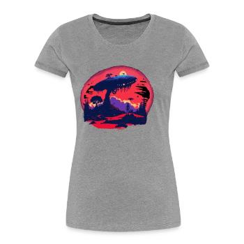 Cadeaux - T-shirt bio Premium Femme - gris chiné - Devant - Mia (176cm)