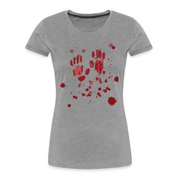 Blut,,Hände,blutspritzer,halloween - Frauen Premium Bio T-Shirt - Grau meliert - Vorne - Mia (176cm)