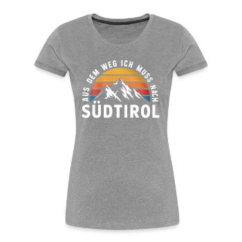 Südtirol Wandern in den Alpen - Frauen Premium Bio T-Shirt - Grau meliert - Vorne - Mia (176cm)