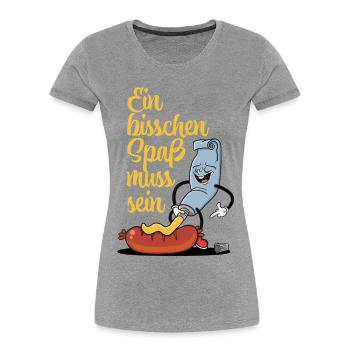 Bockwurst mit Senf - Frauen Premium Bio T-Shirt - Grau meliert - Vorne - Mia (176cm)