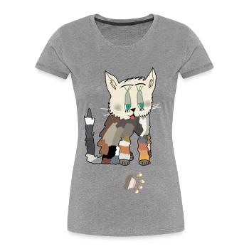 Patchwork Katze Fred Tatze - Frauen Premium Bio T-Shirt - Grau meliert - Vorne - Mia (176cm)
