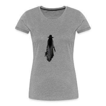 horror_shirt_transparent - T-shirt bio Premium Femme - gris chiné - Devant - Mia (176cm)