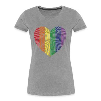 Stolz Herz Fingerabdruck - Frauen Premium Bio T-Shirt - Grau meliert - Vorne - Mia (176cm)