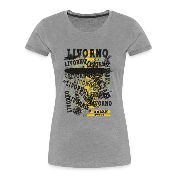 Livourne Italie Ville Skyline Accueil Amour - T-shirt bio Premium Femme - gris chiné - Devant - Mia (176cm)