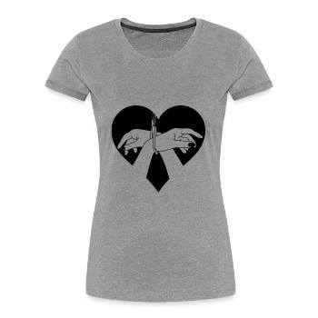 Herz Haende Handschellen - Frauen Premium Bio T-Shirt - Grau meliert - Vorne - Mia (176cm)