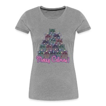 Merry Catmas Christmas Cats - Women's Premium Organic T-Shirt - heather grey - Front - Mia (176cm)