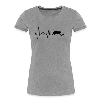 Pouls De battement de cœur de chat Cher ami chat - T-shirt bio Premium Femme - gris chiné - Devant - Mia (176cm)