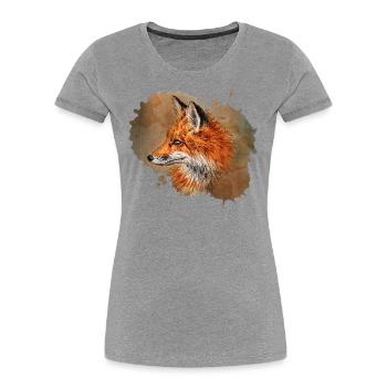 Fuchs | red fox - Frauen Premium Bio T-Shirt - Grau meliert - Vorne - Mia (176cm)