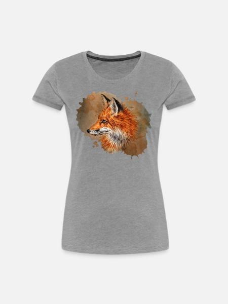Fuchs | red fox - Frauen Premium Bio T-Shirt - Grau meliert