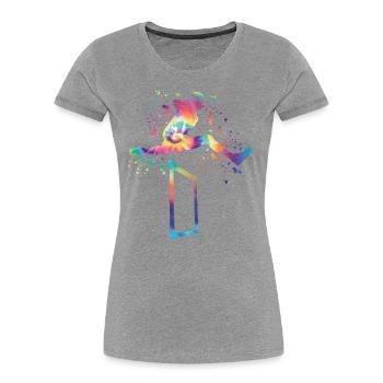 Hürdenlauf Hindernislauf Kinder Hürdenlauf - Frauen Premium Bio T-Shirt - Grau meliert - Vorne - Mia (176cm)