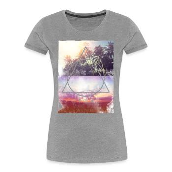 SmileyWorld Miami Beach - Frauen Premium Bio T-Shirt - Grau meliert - Vorne - Mia (176cm)