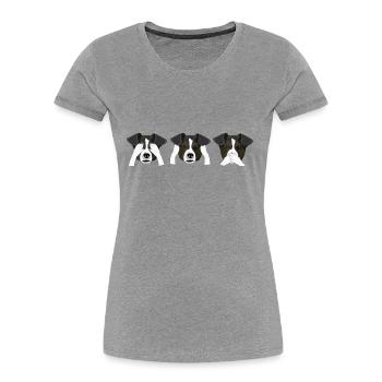 Dogs - Nichts sehen, nichts hören, nichts sagen - Frauen Premium Bio T-Shirt - Grau meliert - Vorne - Mia (176cm)