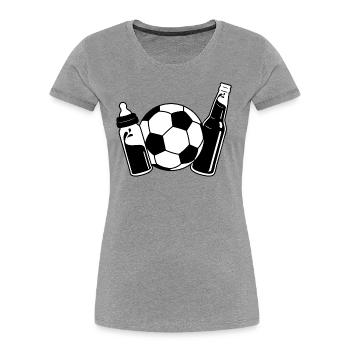 First Father's Day Football Dad Son Baby Bottle - Women's Premium Organic T-Shirt - heather grey - Front - Mia (176cm)