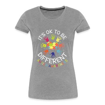 It's ok to be different - Autism Awareness - Frauen Premium Bio T-Shirt - Grau meliert - Vorne - Mia (176cm)