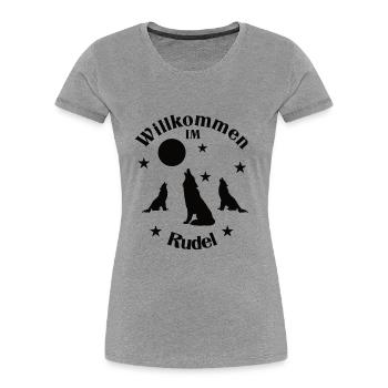 Willkommen im Wolf Rudel Wölfe heulen - Frauen Premium Bio T-Shirt - Grau meliert - Vorne - Mia (176cm)