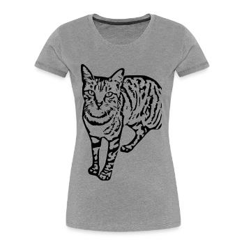 Black Cat Cat Sweet Kitten Christmas Gift - Women's Premium Organic T-Shirt - heather grey - Front - Mia (176cm)