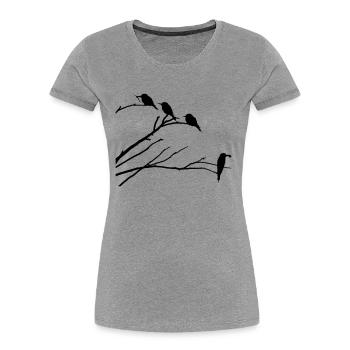 Vögel auf Ast - Frauen Premium Bio T-Shirt - Grau meliert - Vorne - Mia (176cm)