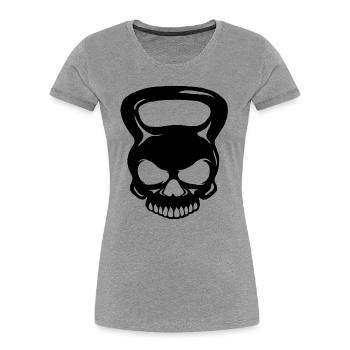 Kettlebell Skull - Skull Ball Dumbbell - T-shirt bio Premium Femme - gris chiné - Devant - Mia (176cm)