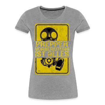 Prepper - Frauen Premium Bio T-Shirt - Grau meliert - Vorne - Mia (176cm)