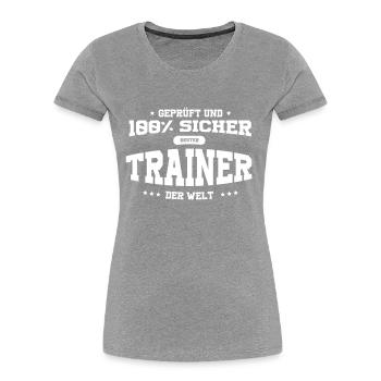 Bester Trainer der Welt - Frauen Premium Bio T-Shirt - Grau meliert - Vorne - Mia (176cm)