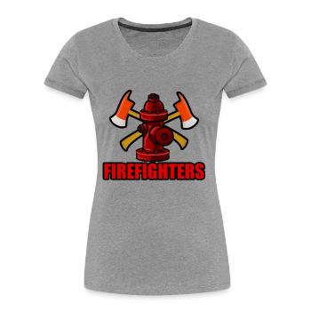 firefighter with ax - Pompier avec hache - T-shirt bio Premium Femme - gris chiné - Devant - Mia (176cm)