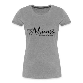 yoga ahimsa gewaltlosigkeit - Frauen Premium Bio T-Shirt - Grau meliert - Vorne - Mia (176cm)